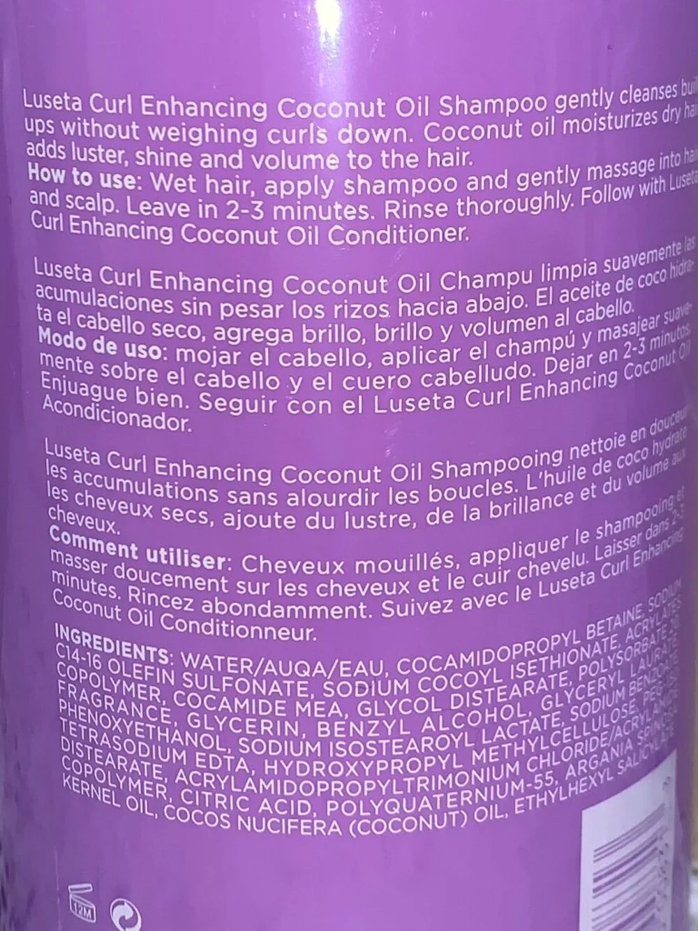 Luseta Curl Enhancing Coconut Oil Shampoo 33.8 oz - NEW w/ pump
